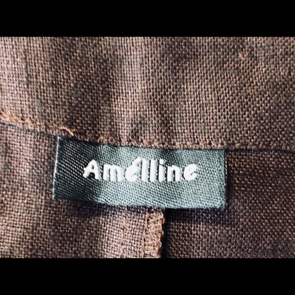 Amélline Linen Blend Chic Long Dress Size L Casual Offially Workwear Pockets - Picture 8 of 12